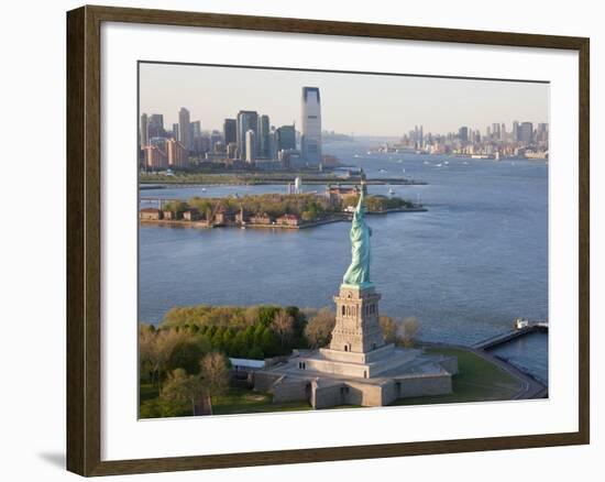 Statue of Liberty (Jersey City, Hudson River, Ellis Island and Manhattan Behind), New York, USA-Peter Adams-Framed Photographic Print