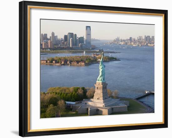 Statue of Liberty (Jersey City, Hudson River, Ellis Island and Manhattan Behind), New York, USA-Peter Adams-Framed Photographic Print