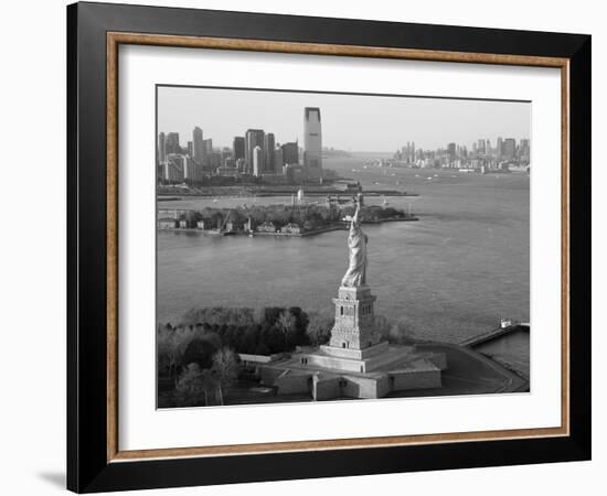 Statue of Liberty (Jersey City, Hudson River, Ellis Island and Manhattan Behind), New York, USA-Peter Adams-Framed Photographic Print