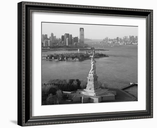 Statue of Liberty (Jersey City, Hudson River, Ellis Island and Manhattan Behind), New York, USA-Peter Adams-Framed Photographic Print