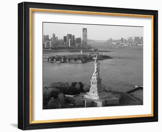 Statue of Liberty (Jersey City, Hudson River, Ellis Island and Manhattan Behind), New York, USA-Peter Adams-Framed Photographic Print