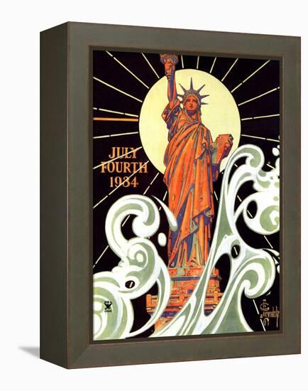 "Statue of Liberty,"July 7, 1934-Joseph Christian Leyendecker-Framed Premier Image Canvas