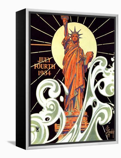 "Statue of Liberty,"July 7, 1934-Joseph Christian Leyendecker-Framed Premier Image Canvas