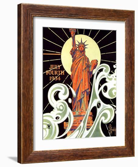 "Statue of Liberty,"July 7, 1934-Joseph Christian Leyendecker-Framed Giclee Print