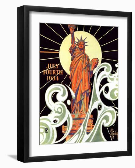 "Statue of Liberty,"July 7, 1934-Joseph Christian Leyendecker-Framed Giclee Print