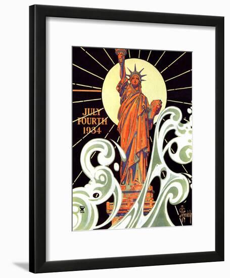 "Statue of Liberty,"July 7, 1934-Joseph Christian Leyendecker-Framed Giclee Print