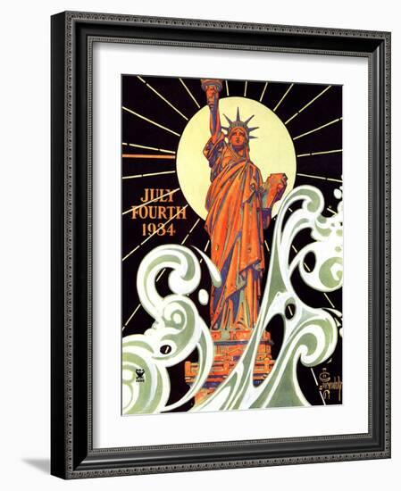 "Statue of Liberty,"July 7, 1934-Joseph Christian Leyendecker-Framed Giclee Print