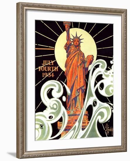 "Statue of Liberty,"July 7, 1934-Joseph Christian Leyendecker-Framed Giclee Print