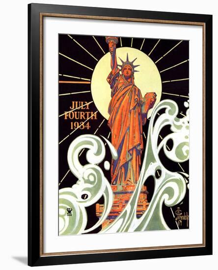 "Statue of Liberty,"July 7, 1934-Joseph Christian Leyendecker-Framed Giclee Print