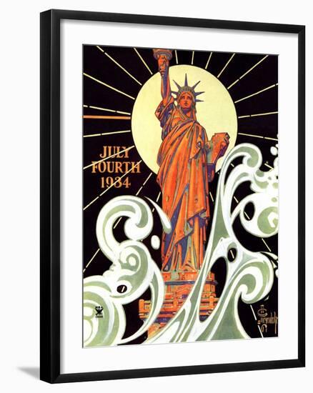 "Statue of Liberty,"July 7, 1934-Joseph Christian Leyendecker-Framed Giclee Print