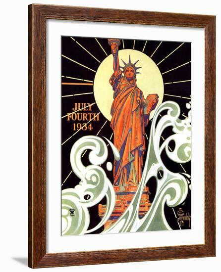 "Statue of Liberty,"July 7, 1934-Joseph Christian Leyendecker-Framed Giclee Print