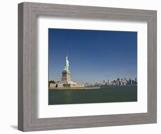 Statue of Liberty, Liberty Island and New York Skyline-Tom Grill-Framed Photographic Print