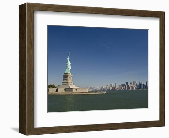 Statue of Liberty, Liberty Island and New York Skyline-Tom Grill-Framed Photographic Print