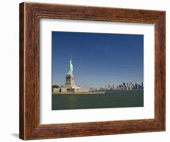 Statue of Liberty, Liberty Island and New York Skyline-Tom Grill-Framed Photographic Print