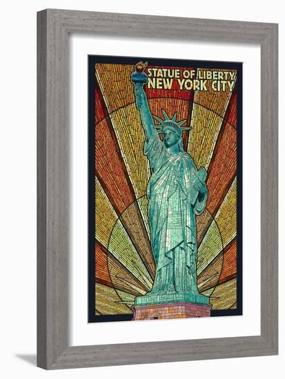 Statue of Liberty Mosaic - New York City, New York-Lantern Press-Framed Art Print