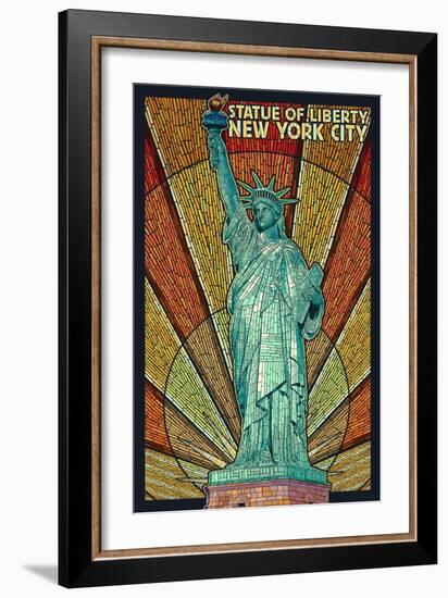 Statue of Liberty Mosaic - New York City, New York-Lantern Press-Framed Art Print