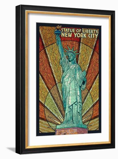 Statue of Liberty Mosaic - New York City, New York-Lantern Press-Framed Art Print