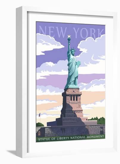 Statue of Liberty National Monument - New York City, NY-Lantern Press-Framed Premium Giclee Print