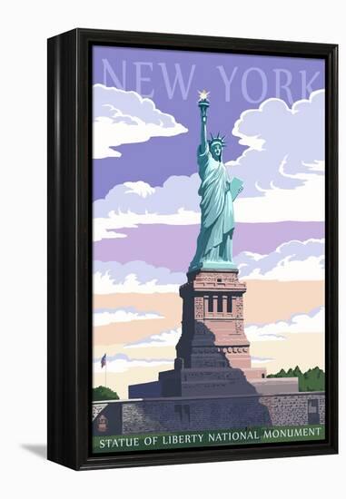 Statue of Liberty National Monument - New York City, NY-Lantern Press-Framed Stretched Canvas