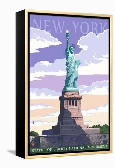 Statue of Liberty National Monument - New York City, NY-Lantern Press-Framed Stretched Canvas