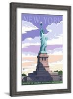 Statue of Liberty National Monument - New York City, NY-Lantern Press-Framed Art Print