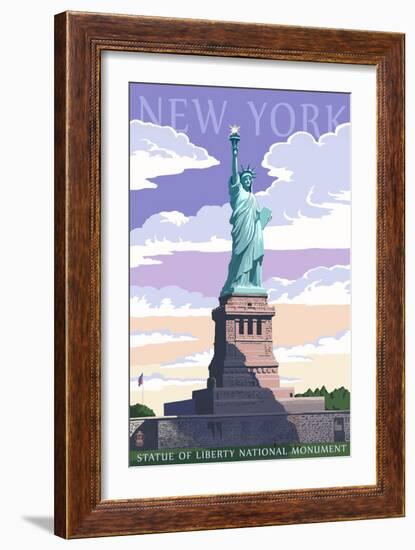 Statue of Liberty National Monument - New York City, NY-Lantern Press-Framed Art Print