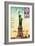 Statue of Liberty, New York Vintage Postcard Collage-Piddix-Framed Art Print