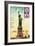 Statue of Liberty, New York Vintage Postcard Collage-Piddix-Framed Art Print