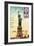 Statue of Liberty, New York Vintage Postcard Collage-Piddix-Framed Art Print