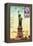 Statue of Liberty, New York Vintage Postcard Collage-Piddix-Framed Stretched Canvas