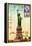 Statue of Liberty, New York Vintage Postcard Collage-Piddix-Framed Stretched Canvas