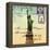 Statue of Liberty, New York Vintage Postcard Collage-Piddix-Framed Stretched Canvas