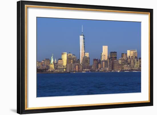 Statue of Liberty, One World Trade Center and Downtown Manhattan across the Hudson River-Gavin Hellier-Framed Photographic Print