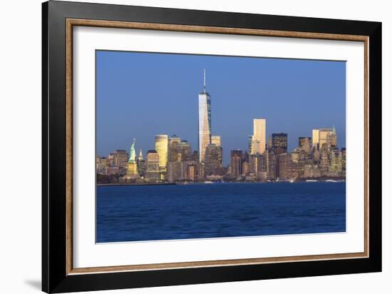 Statue of Liberty, One World Trade Center and Downtown Manhattan across the Hudson River-Gavin Hellier-Framed Photographic Print