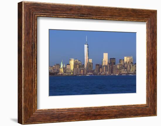 Statue of Liberty, One World Trade Center and Downtown Manhattan across the Hudson River-Gavin Hellier-Framed Photographic Print