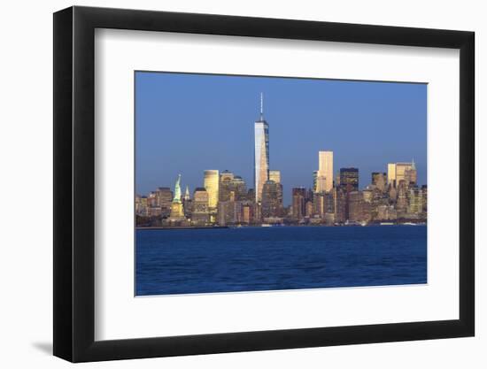 Statue of Liberty, One World Trade Center and Downtown Manhattan across the Hudson River-Gavin Hellier-Framed Photographic Print