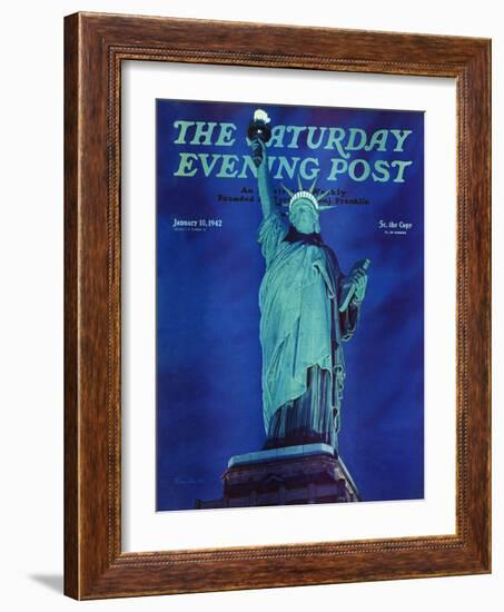 "Statue of Liberty," Saturday Evening Post Cover, January 10, 1942-Ivan Dmitri-Framed Giclee Print