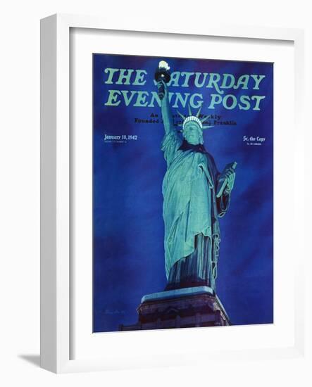 "Statue of Liberty," Saturday Evening Post Cover, January 10, 1942-Ivan Dmitri-Framed Giclee Print