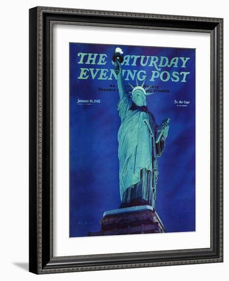 "Statue of Liberty," Saturday Evening Post Cover, January 10, 1942-Ivan Dmitri-Framed Giclee Print