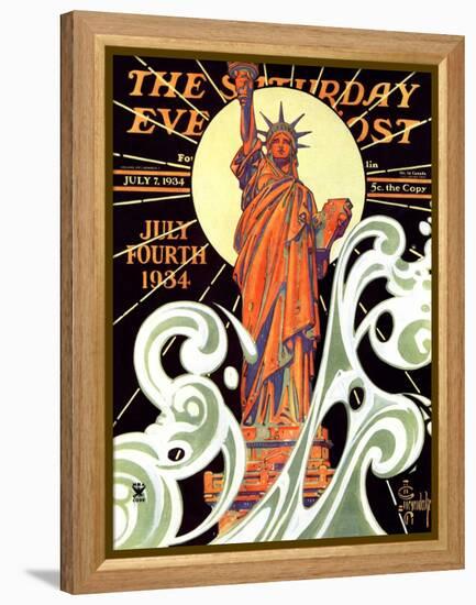 "Statue of Liberty," Saturday Evening Post Cover, July 7, 1934-Joseph Christian Leyendecker-Framed Premier Image Canvas