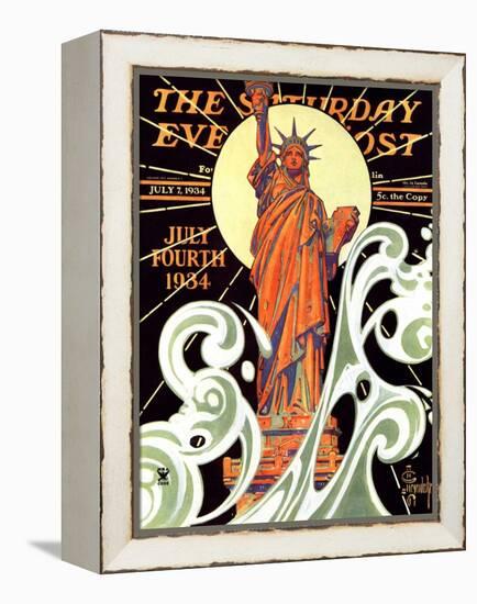 "Statue of Liberty," Saturday Evening Post Cover, July 7, 1934-Joseph Christian Leyendecker-Framed Premier Image Canvas