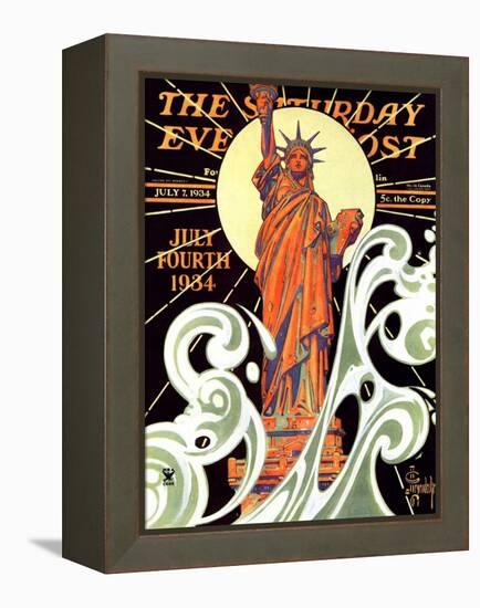 "Statue of Liberty," Saturday Evening Post Cover, July 7, 1934-Joseph Christian Leyendecker-Framed Premier Image Canvas