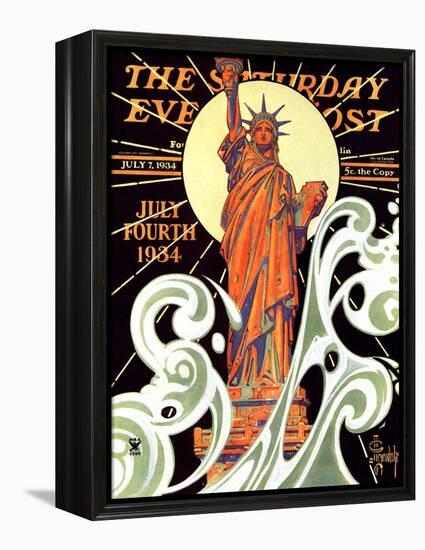 "Statue of Liberty," Saturday Evening Post Cover, July 7, 1934-Joseph Christian Leyendecker-Framed Premier Image Canvas