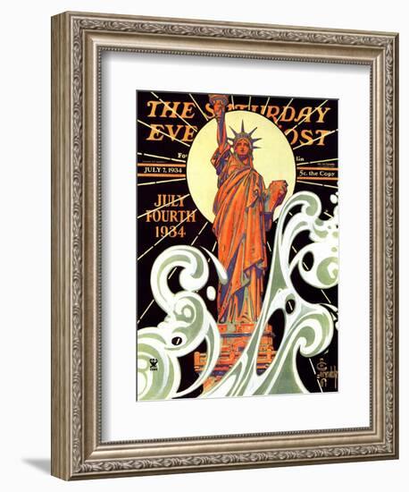 "Statue of Liberty," Saturday Evening Post Cover, July 7, 1934-Joseph Christian Leyendecker-Framed Giclee Print