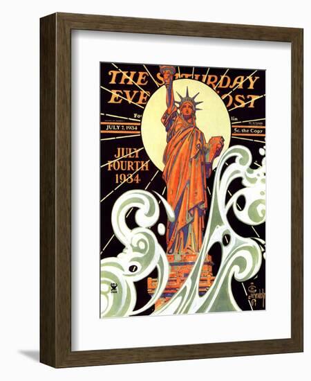 "Statue of Liberty," Saturday Evening Post Cover, July 7, 1934-Joseph Christian Leyendecker-Framed Giclee Print