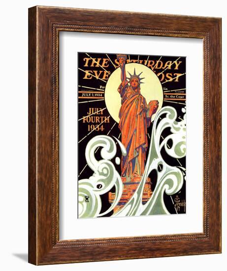 "Statue of Liberty," Saturday Evening Post Cover, July 7, 1934-Joseph Christian Leyendecker-Framed Giclee Print