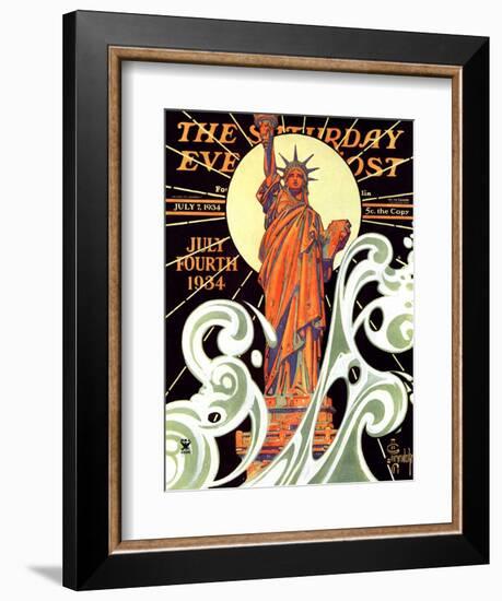 "Statue of Liberty," Saturday Evening Post Cover, July 7, 1934-Joseph Christian Leyendecker-Framed Giclee Print