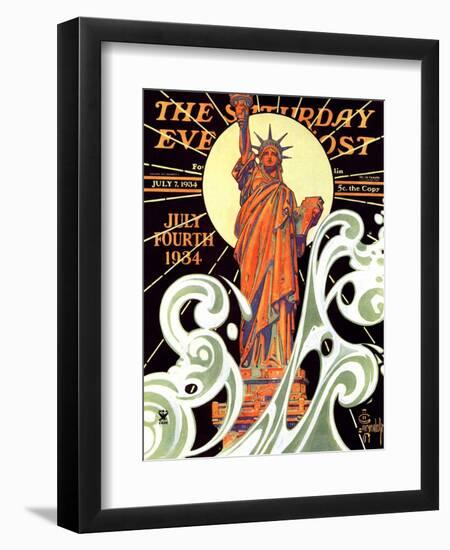 "Statue of Liberty," Saturday Evening Post Cover, July 7, 1934-Joseph Christian Leyendecker-Framed Giclee Print