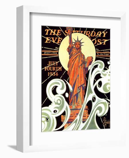 "Statue of Liberty," Saturday Evening Post Cover, July 7, 1934-Joseph Christian Leyendecker-Framed Giclee Print