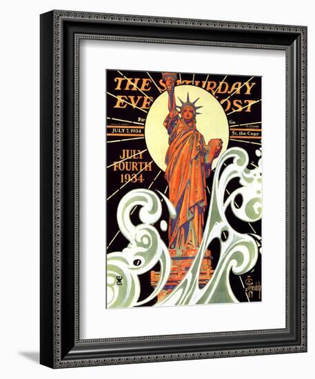 "Statue of Liberty," Saturday Evening Post Cover, July 7, 1934-Joseph Christian Leyendecker-Framed Giclee Print